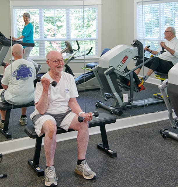 three seniors at the gym getting a workout 2